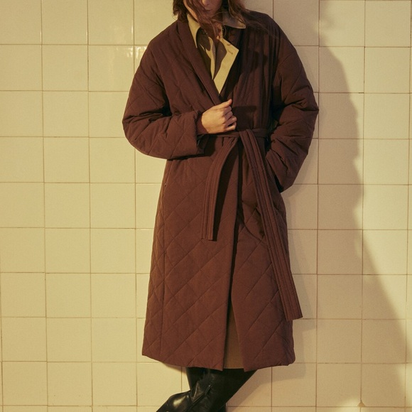 EUC MANGO MNG Oversize quilted brown coat - Picture 1 of 12